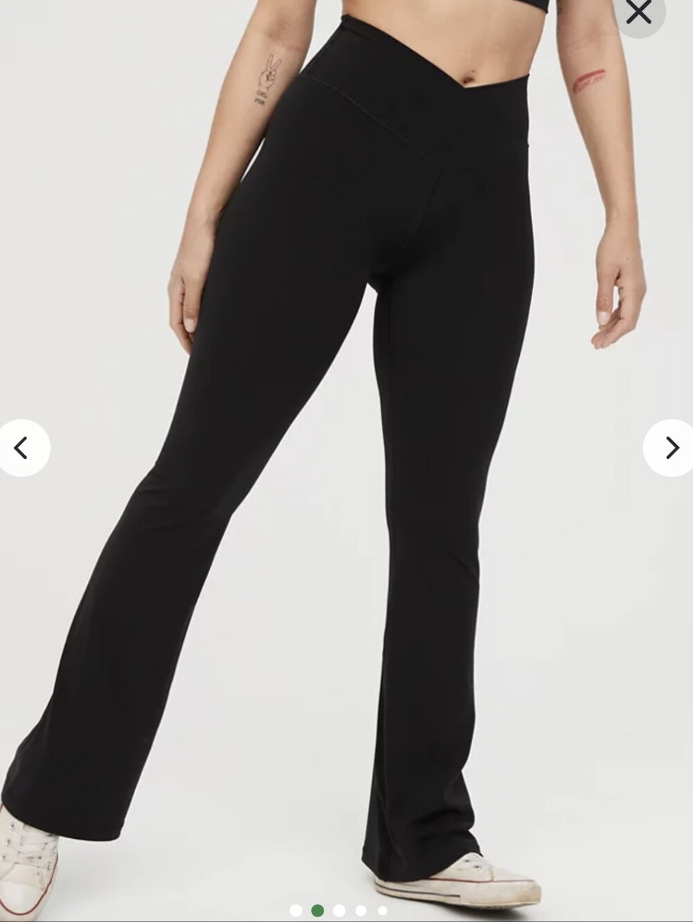 OFFLINE By Aerie Real Me High Waisted Crossover Flare Black Legging Size Small - Picture 1 of 10